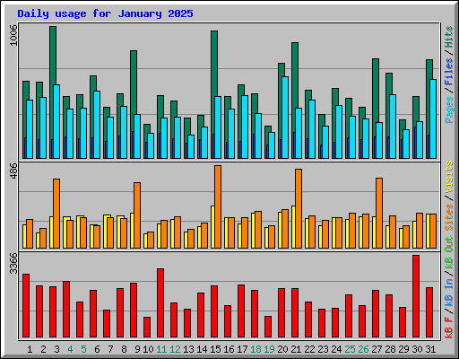 Daily usage for January 2025